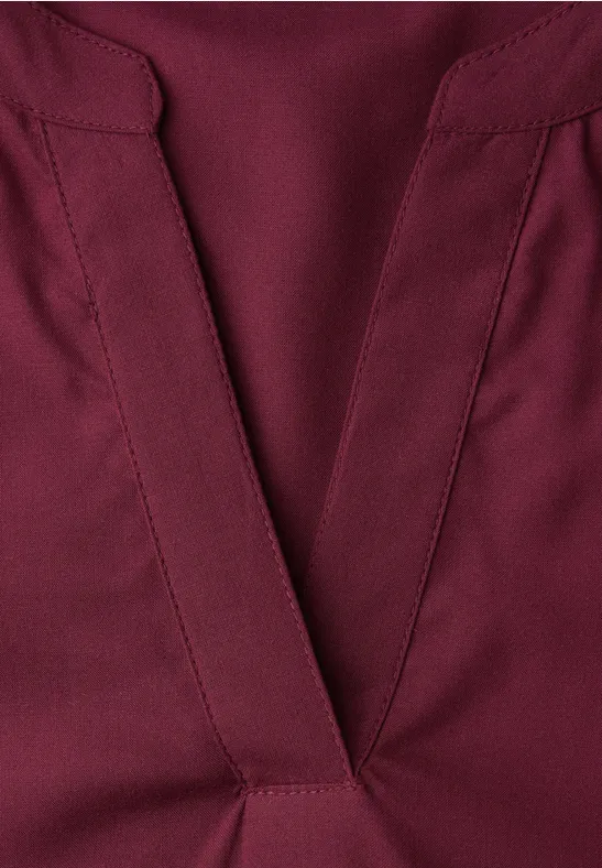 Blouse met gespleten hals en omslag truffle red