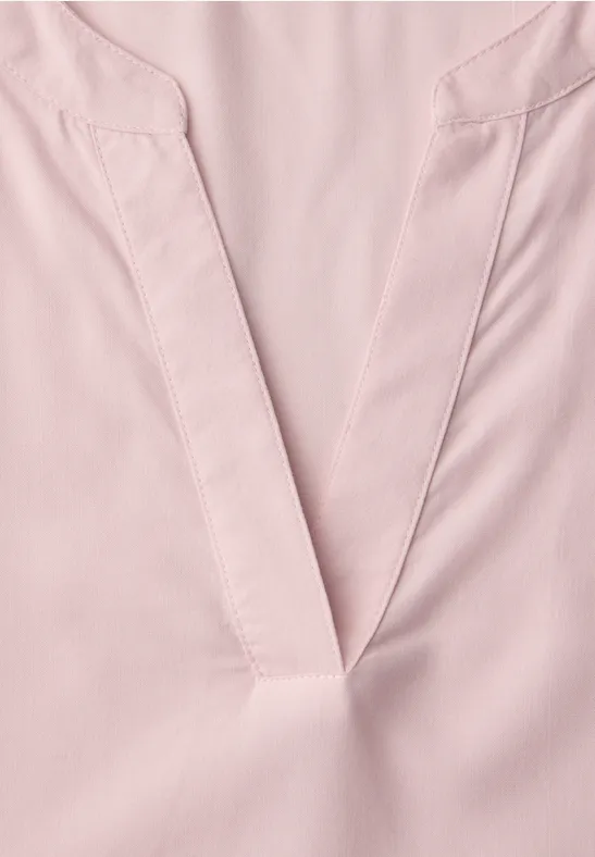 Blouse met gespleten hals en omslag minimal rose