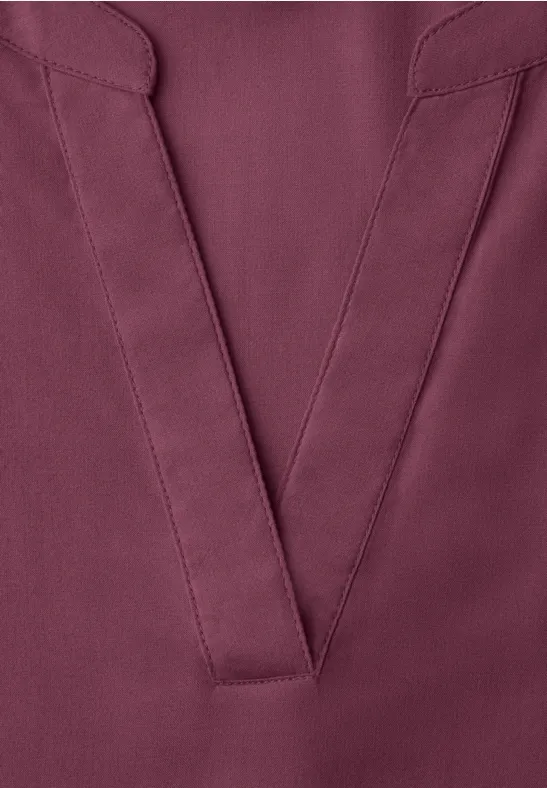 Blouse met gespleten hals en omslag dark clouded blush