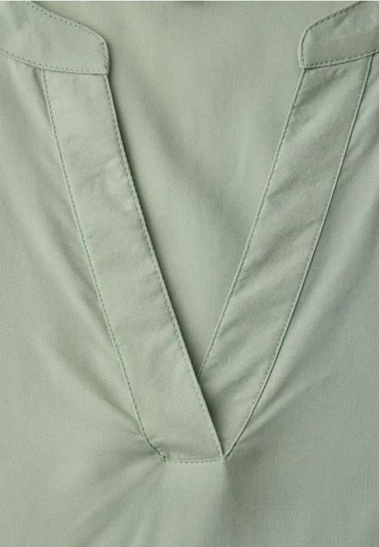 Blouse met gespleten hals en omslag mint leaf