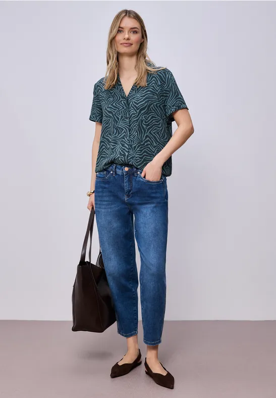 Blouse à manches courtes avec col bowling cool vintage green