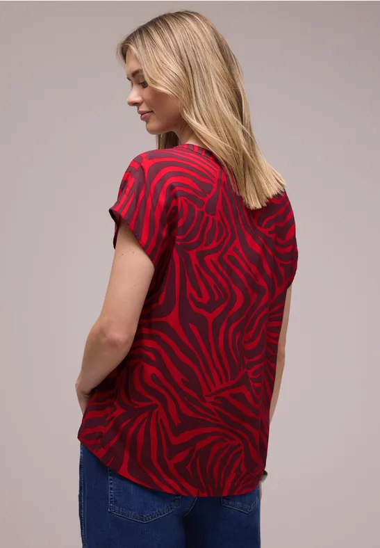 Dropped Shoulder Bluse mit Print salsa red