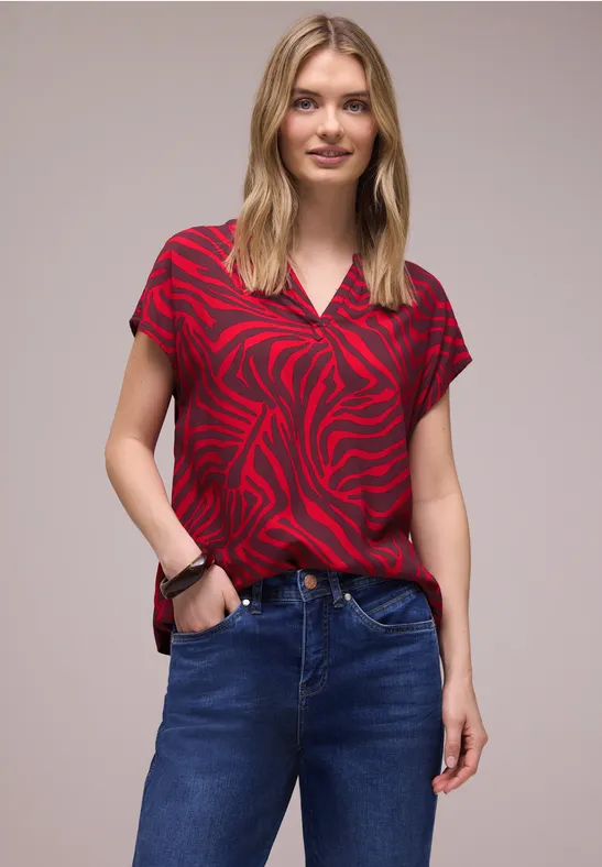 Dropped Shoulder Bluse mit Print salsa red