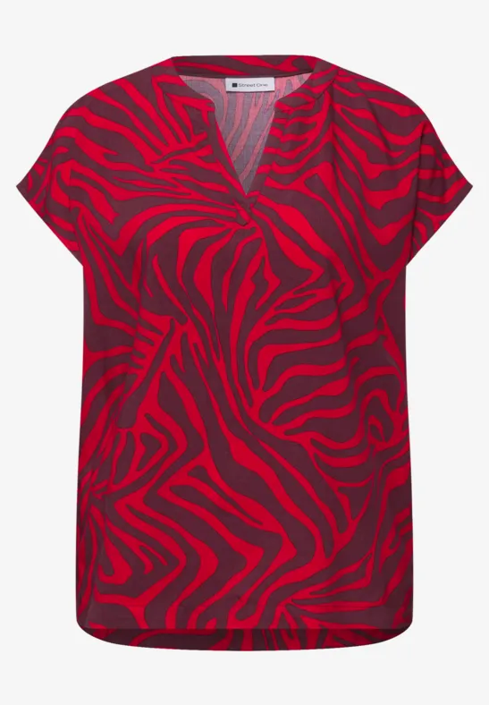 Dropped Shoulder Bluse mit Print salsa red