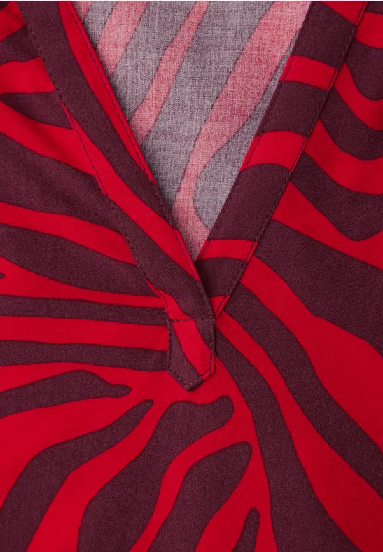 Dropped Shoulder Bluse mit Print salsa red