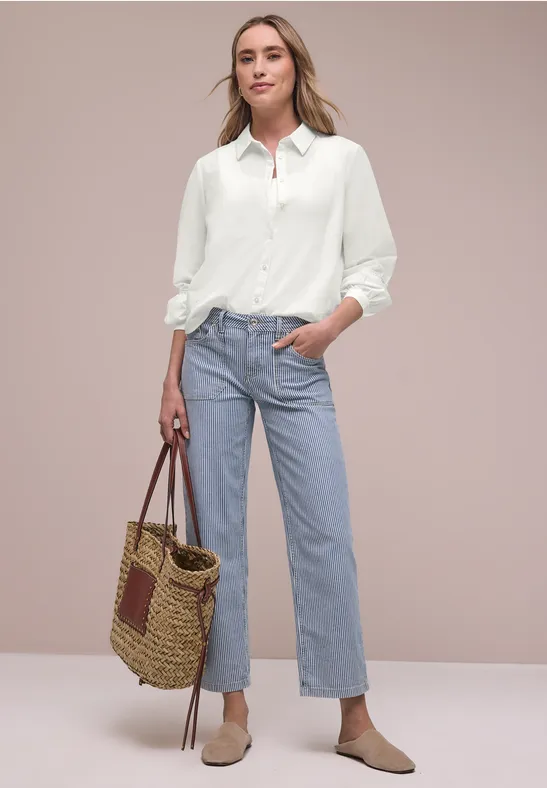 Langarm Bluse mit Crochetdetails off white