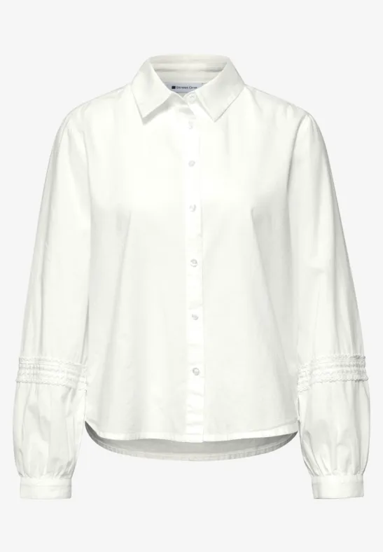 Langarm Bluse mit Crochetdetails off white