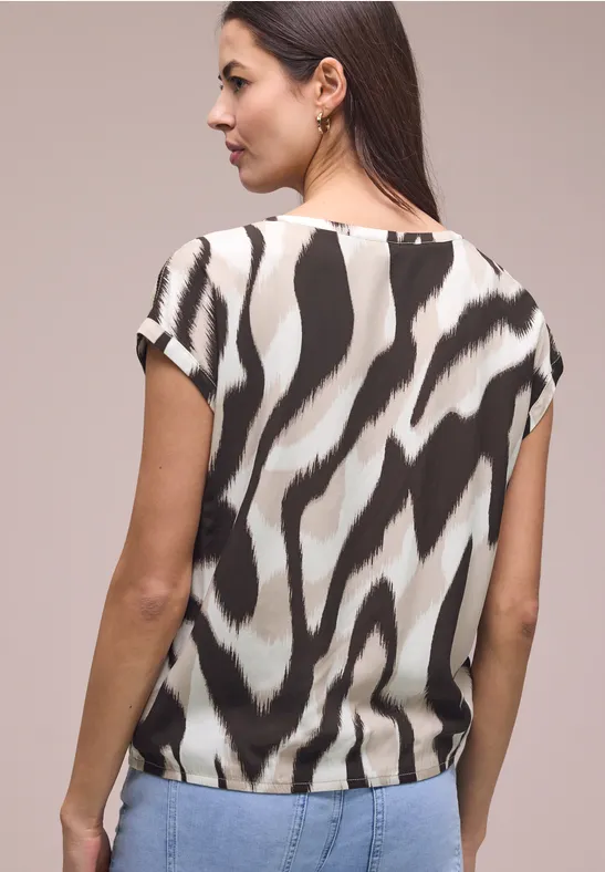 Dropped Shoulder Bluse mit Tapedetails espresso brown