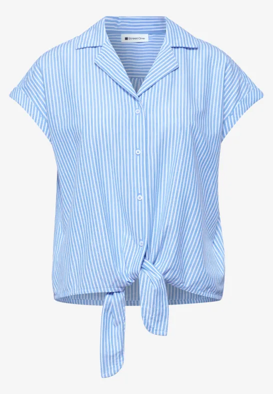 Blouse met overhangende schouders en bowlingkraag original blue