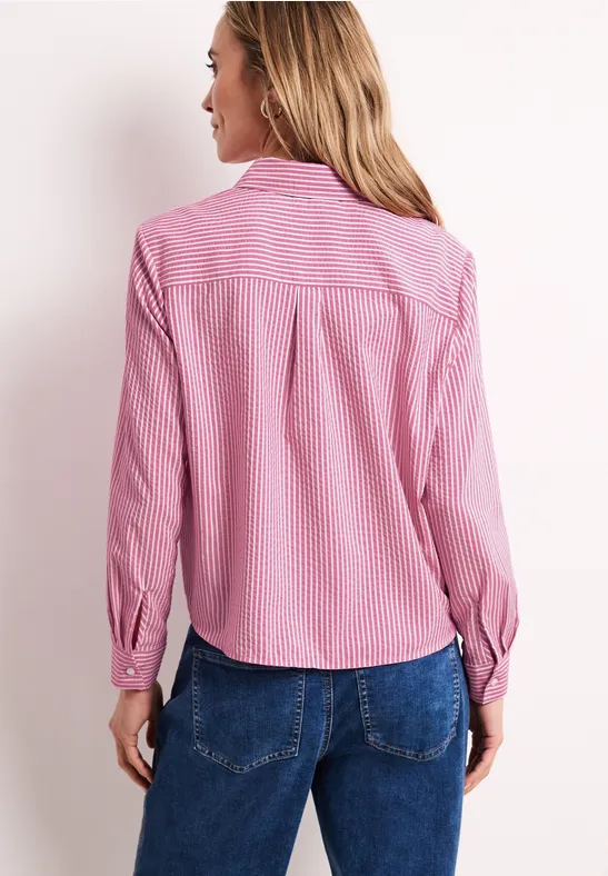 Langarm Bluse aus Seersuckerqualität magenta dream