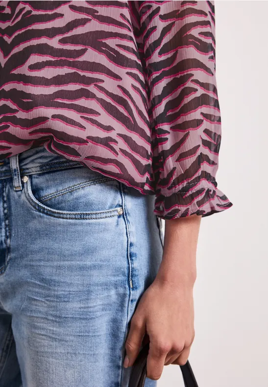 3/4-Arm Bluse mit Rundhals aus Chiffon minimal rose