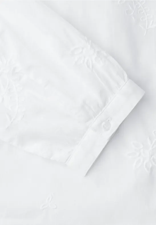 3/4-Arm Bluse mit Embroidery off white