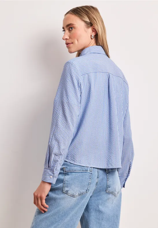 Langarm Bluse aus Seersuckerqualität original blue