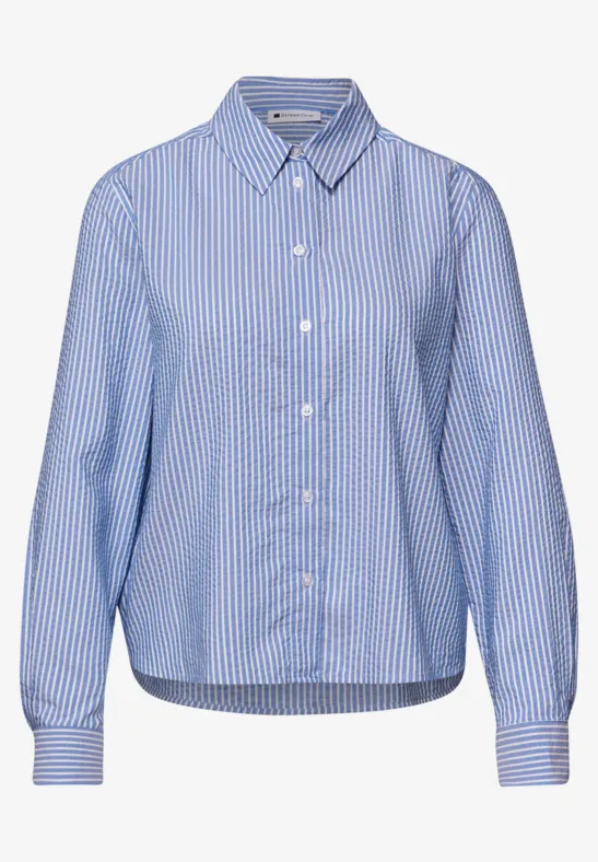 Langarm Bluse aus Seersuckerqualität original blue