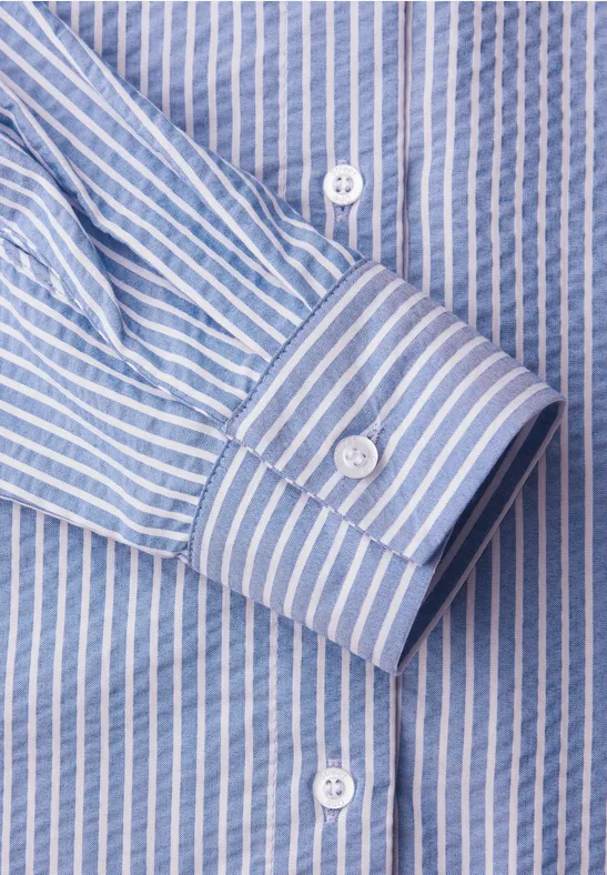 Langarm Bluse aus Seersuckerqualität original blue