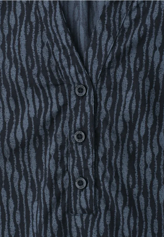 Donkergrijze cardigan met golvend patroon en drie knopen