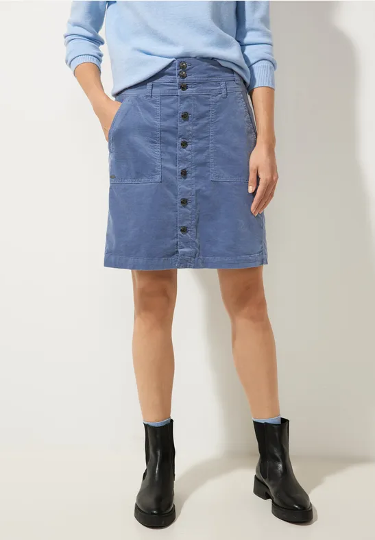 Cordrock mit Knopfleiste dull feather blue