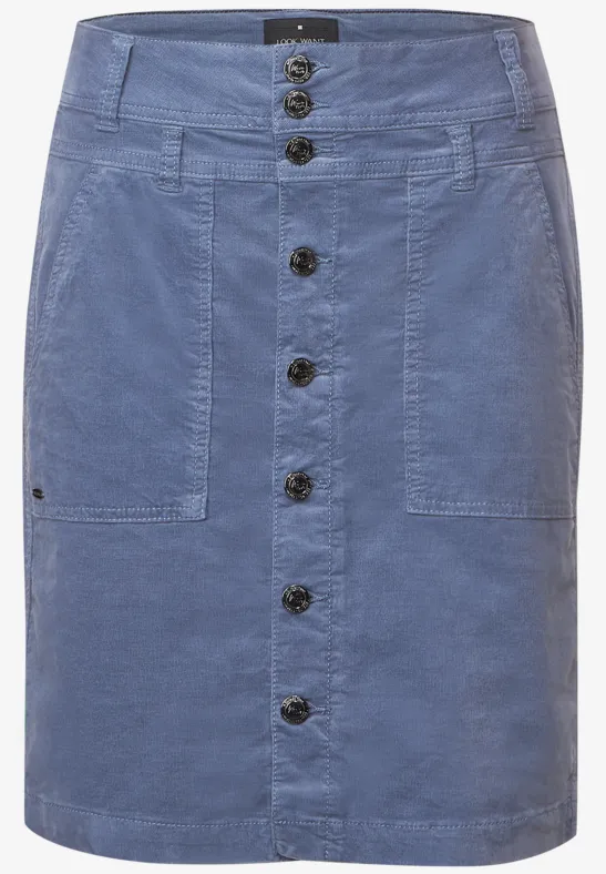 Cordrock mit Knopfleiste dull feather blue