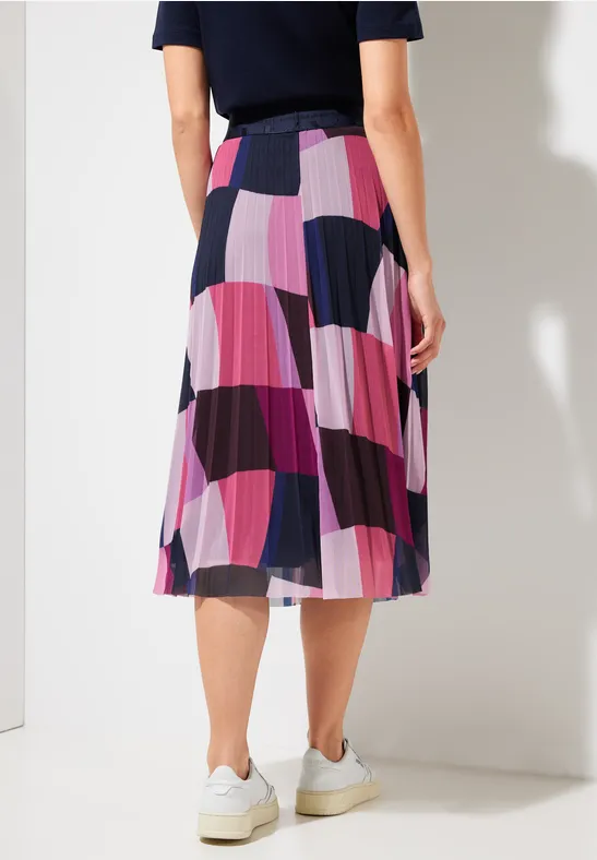 Mesh Midirock mit Print legend rose