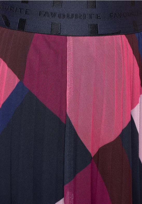 Mesh Midirock mit Print legend rose