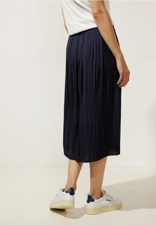 Midirock mit Plissée deep blue