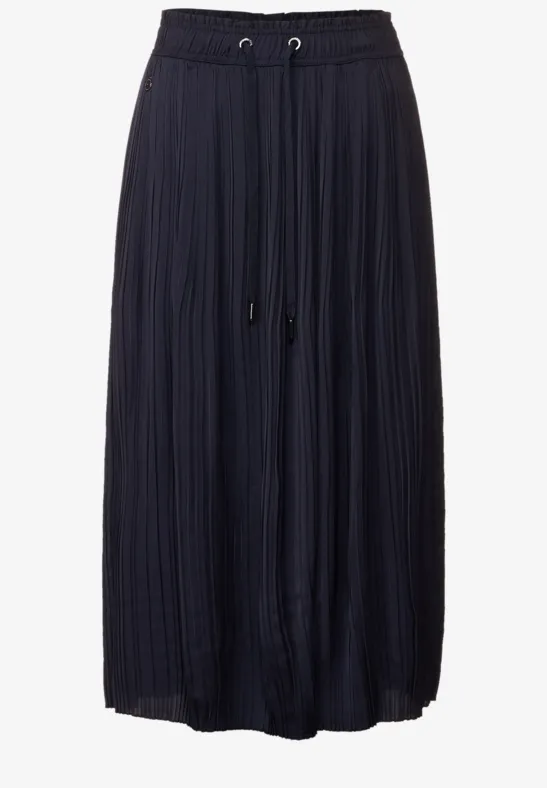 Midirock mit Plissée deep blue