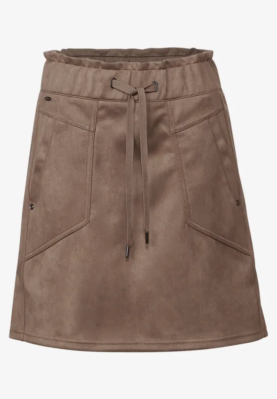 Minirock in Velours Optik nougat mocca