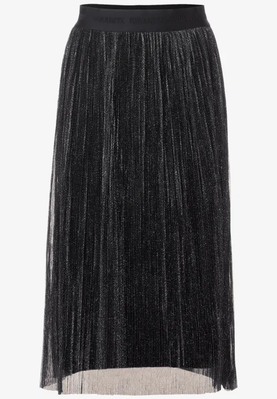 Plissée Rock mit Glitzer Black