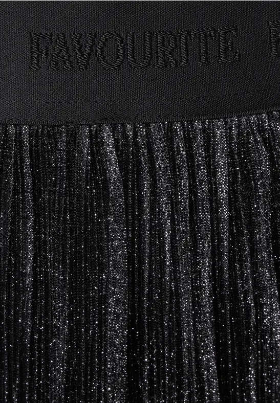 Plissée Rock mit Glitzer Black