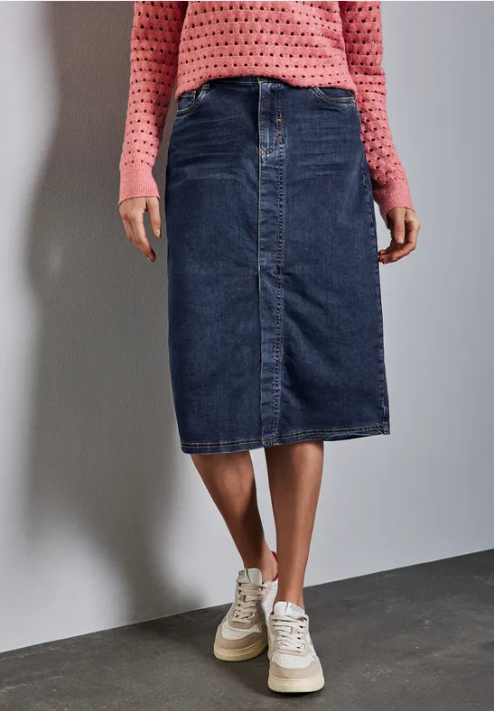 Midi denim rok soft indigo washed