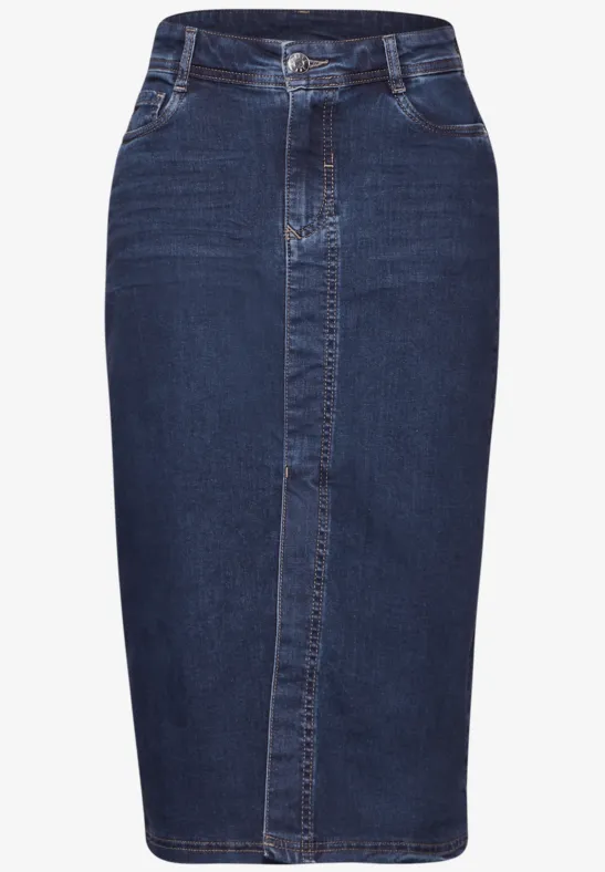 Midi denim rok soft indigo washed