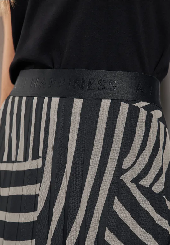 Mesh-Plissée-Rock mit Print Black