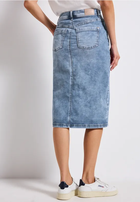 Jeansrock mit Schlitz light blue random wash