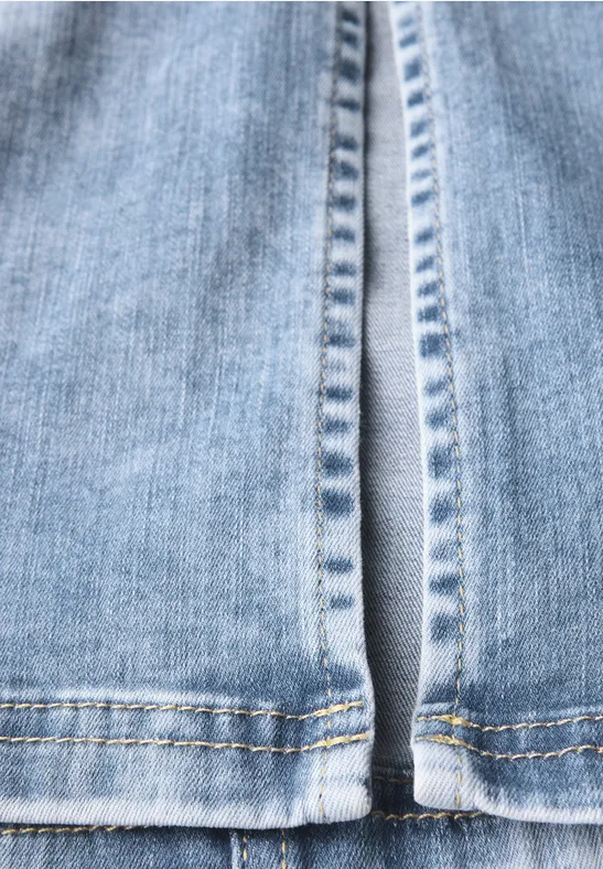 Jeansrock mit Schlitz light blue random wash