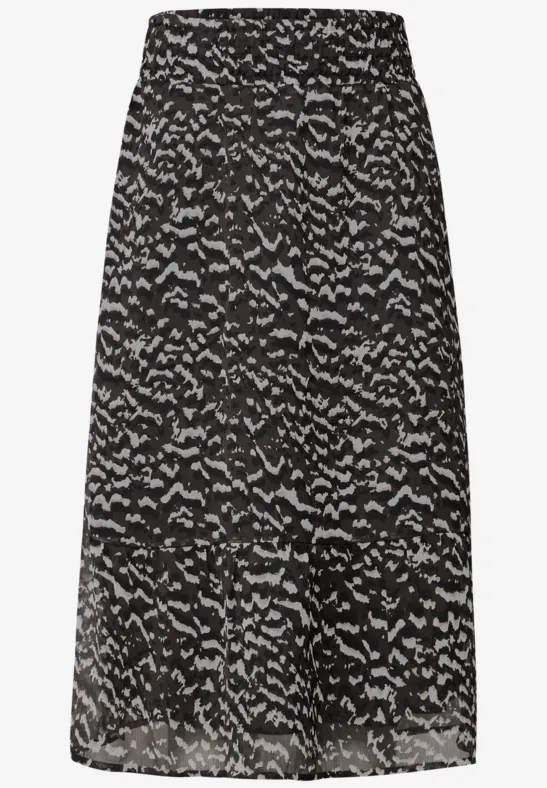 Gedessineerde chiffon rok deep roast brown