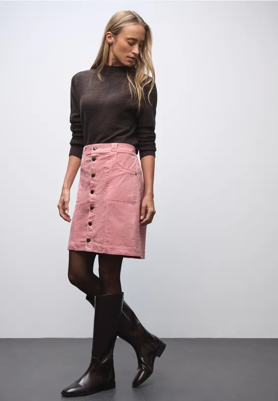 Corduroy rok met knoopsluiting powder pink