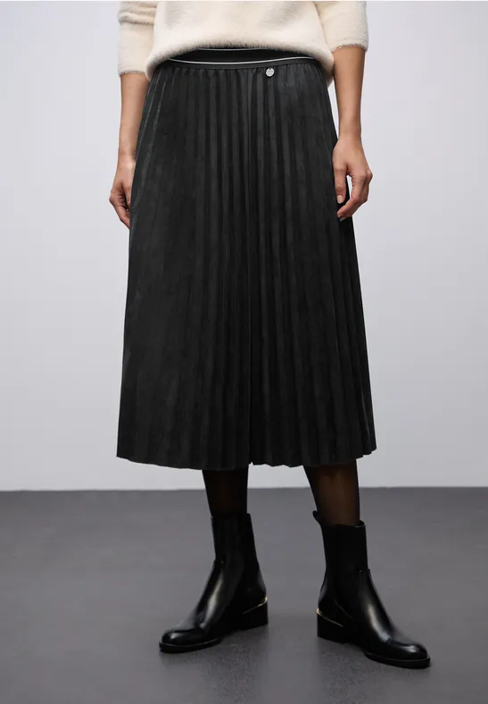 Jupe plissée en velours Black