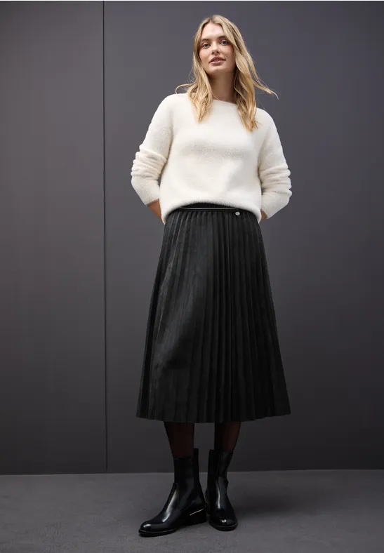 Jupe plissée en velours Black