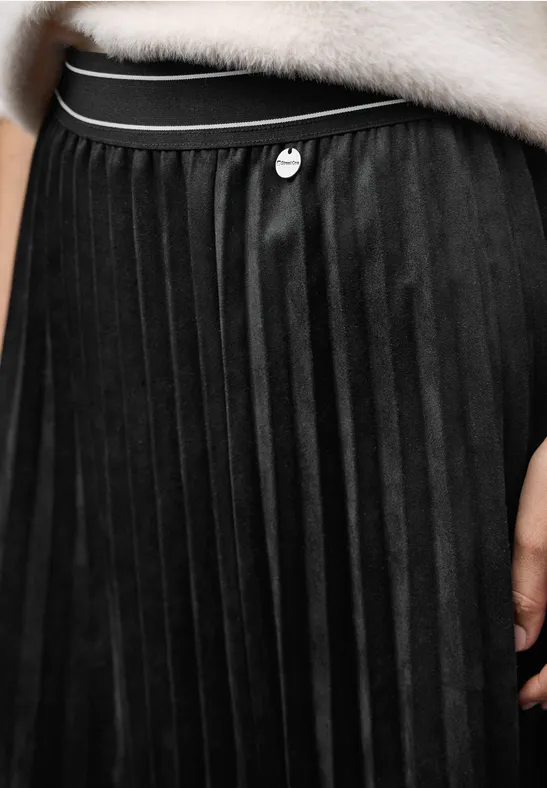 Jupe plissée en velours Black