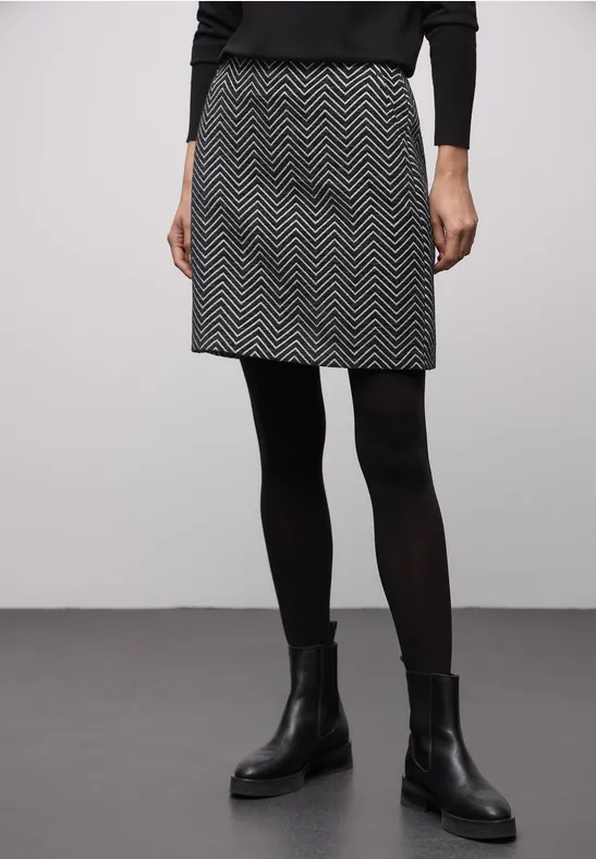 Spódnica z żakardu w zygzak Black