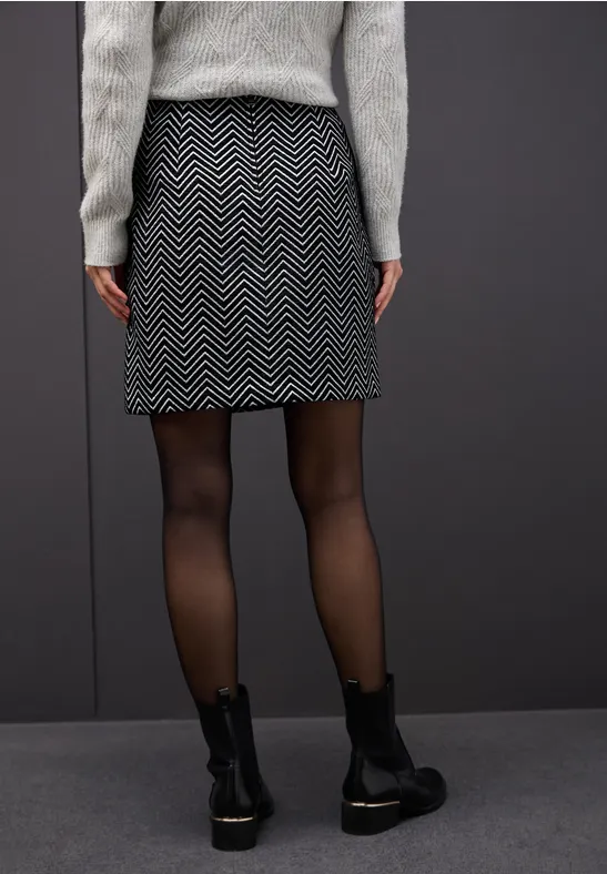 Spódnica z żakardu w zygzak Black