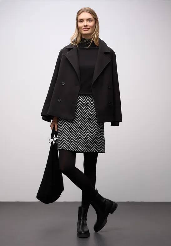 Spódnica z żakardu w zygzak Black