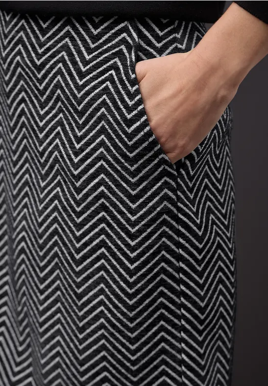 Spódnica z żakardu w zygzak Black