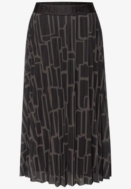 Mesh Plissée Rock mit Print darkest brown