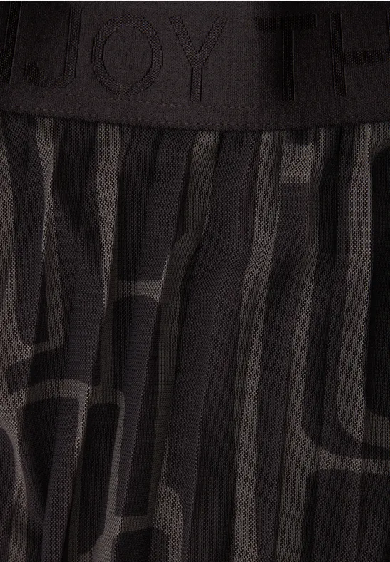 Mesh Plissée Rock mit Print darkest brown