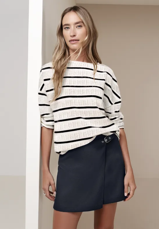 Knielanger Skort mit Schnalle shadowed navy