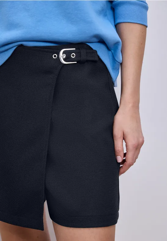 Knielanger Skort mit Schnalle shadowed navy