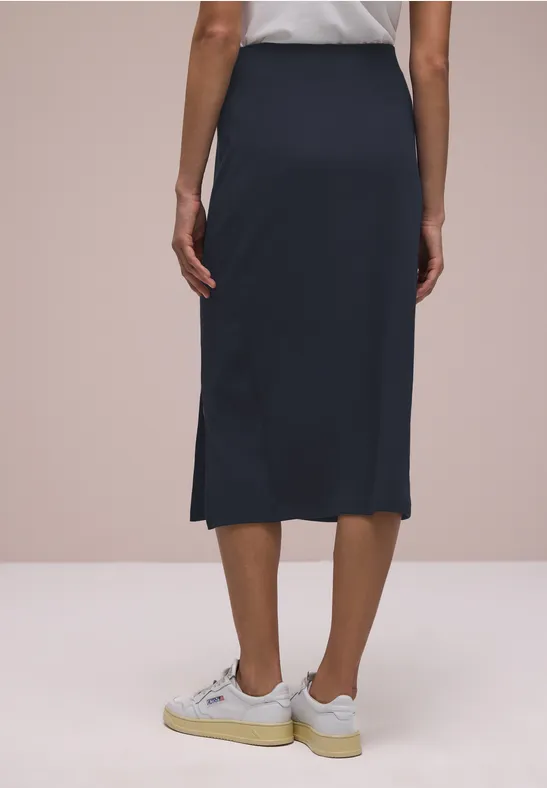 Midi-Rock in Rippstruktur shadowed navy