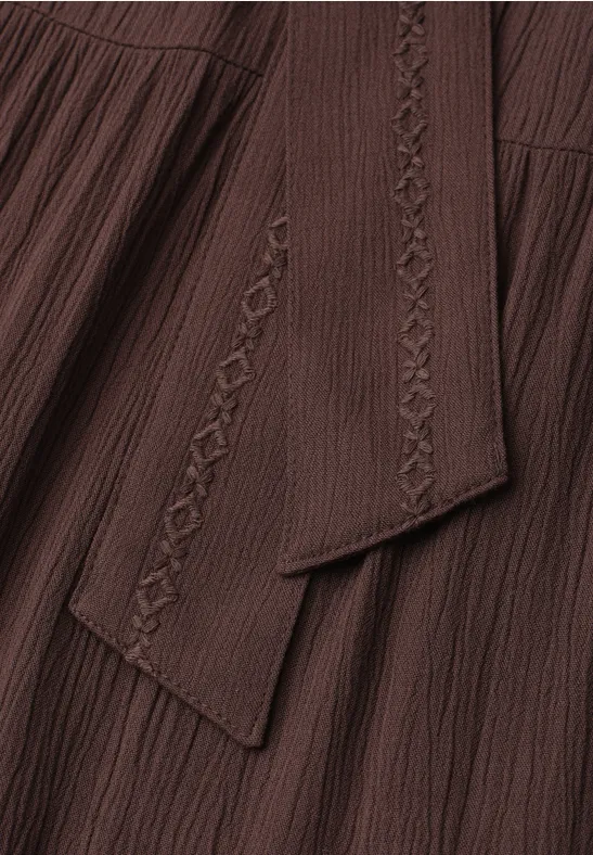 Maxirok met volants en riemdetail espresso brown