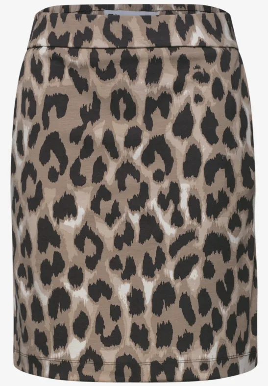 Mini-jupe motif léopard beige et noir